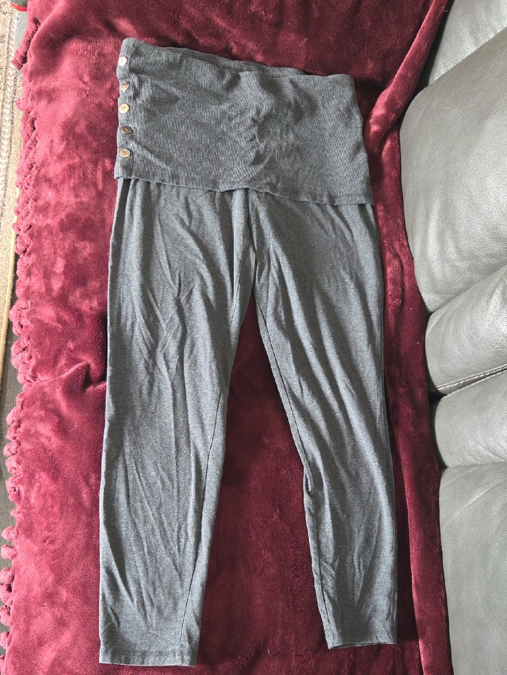 Marc New York Fold-Over Waist Gray Maternity Leggings